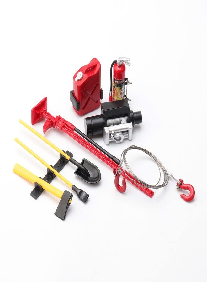 Rchobbytop 8pcs 1:10 RC Rock Crawler Truck Mini Accessories Decor Tool Sets Digging Shovel Fuel Tank Jack Winch Tow Rope Fire Extinguisher for TRX-4 SCX10 Jeep D90 D110 TF2 CC01 Redcat Gen7 Gen8 - Image 2